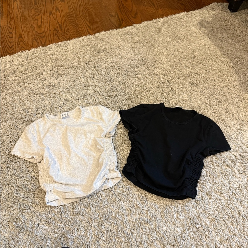 Aritzia TNA Black and Gray Rouged Crop Tops